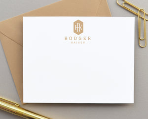 Personalized Monogrammed Stationery for Men, Initial Note Cards