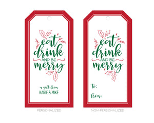 Personalized Eat, Drink & Be Merry Christmas Gift Tags