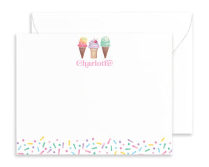 Personalized Ice Cream Notecard for Kids