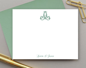 Vine Initial Monogrammed Note Cards