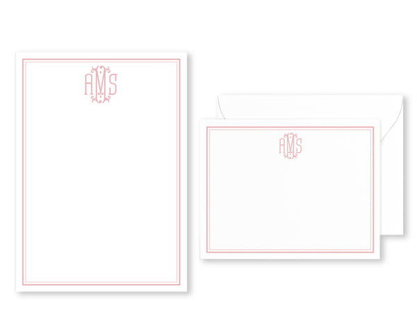 Two Letter Monogrammed Note Cards with Envelopes - Augusta Joy