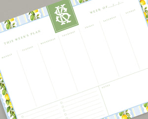 Lemon Striped, Blue & Green Weekly Planner Notepad