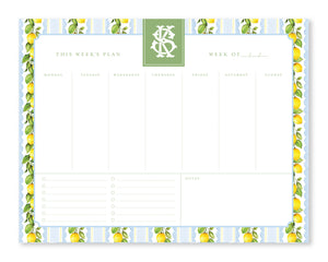 Lemon Striped, Blue & Green Weekly Planner Notepad