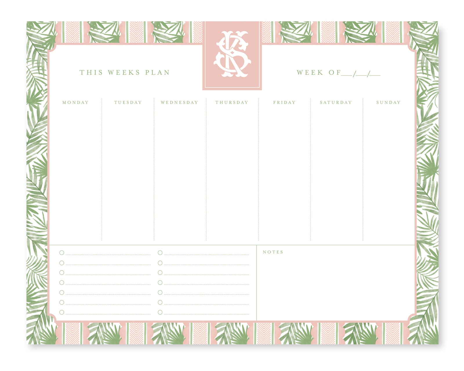 Palm Terrace Weekly To Do List Notepad