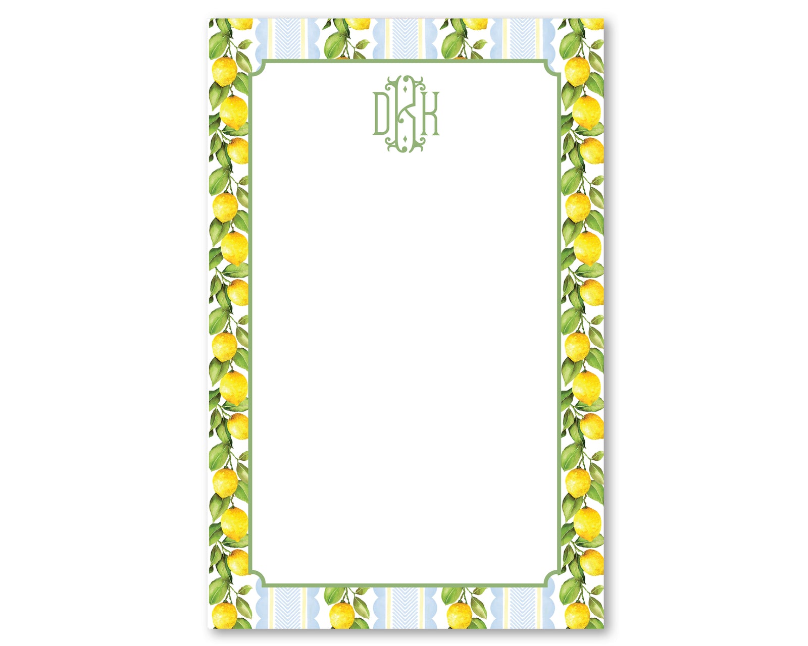 Lemon Blue and Green Striped Notepad