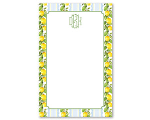 Lemon Blue and Green Striped Notepad