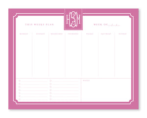Monogrammed Weekly To Do List Notepad Valentine Gift