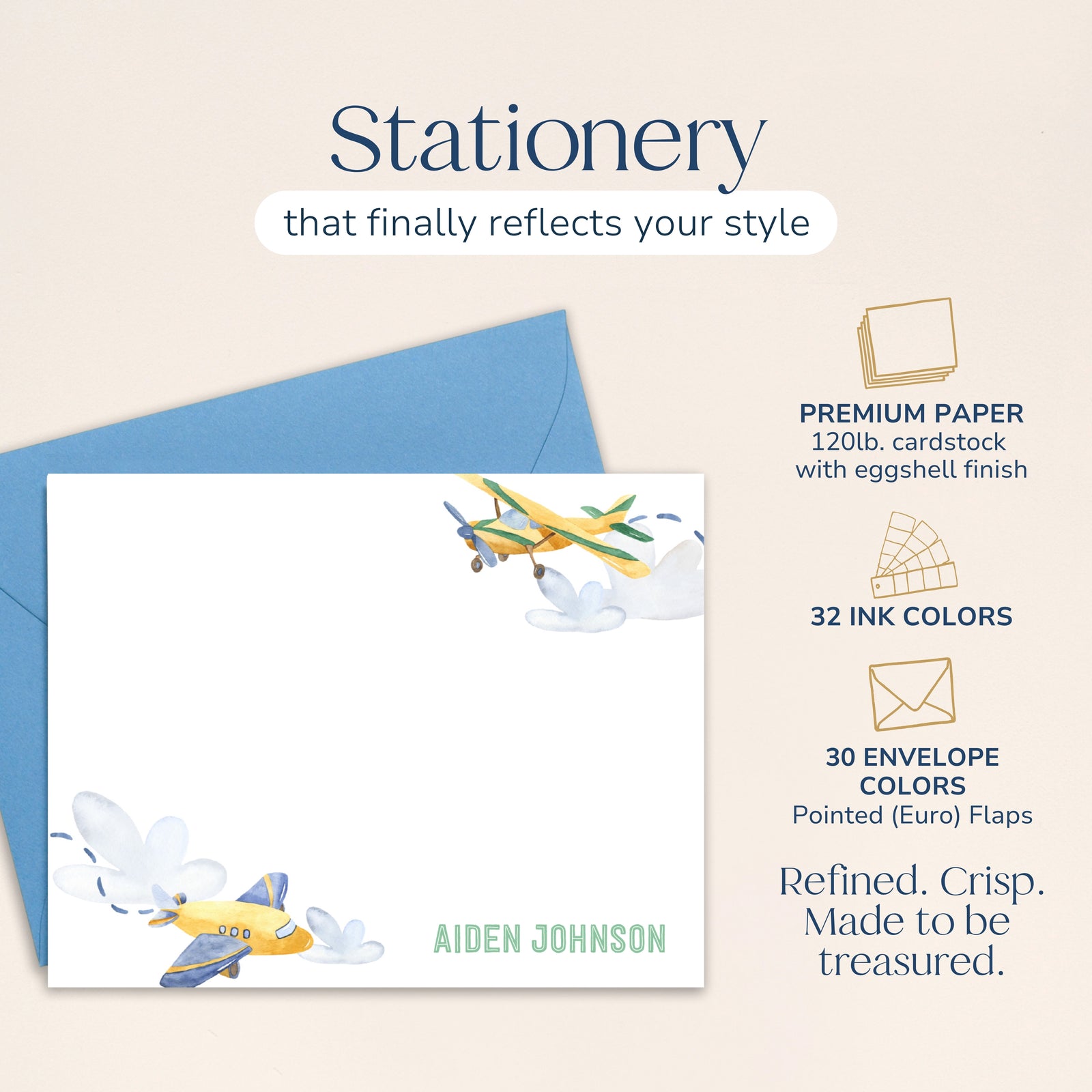 Personalized Airplane Note Cards for Kids