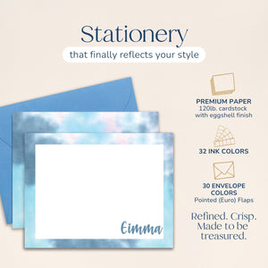 Personalized Blue Tie Dyed Stationery for Kids