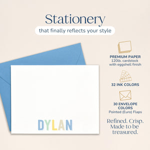 Boys Personalized Rainbow Name Stationery for Kids