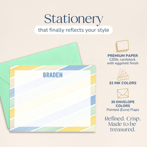 Boys Personalized Rainbow Stripe Stationery for Kids