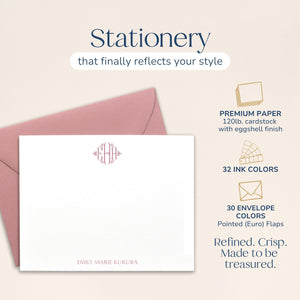 Brigette Monogrammed Note Cards with Envelopes
