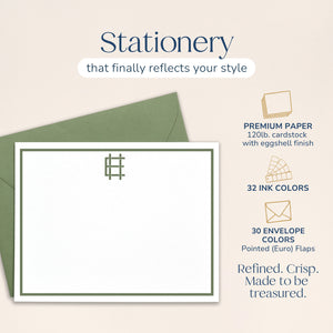 Classic Block Monogrammed Note Cards for Men