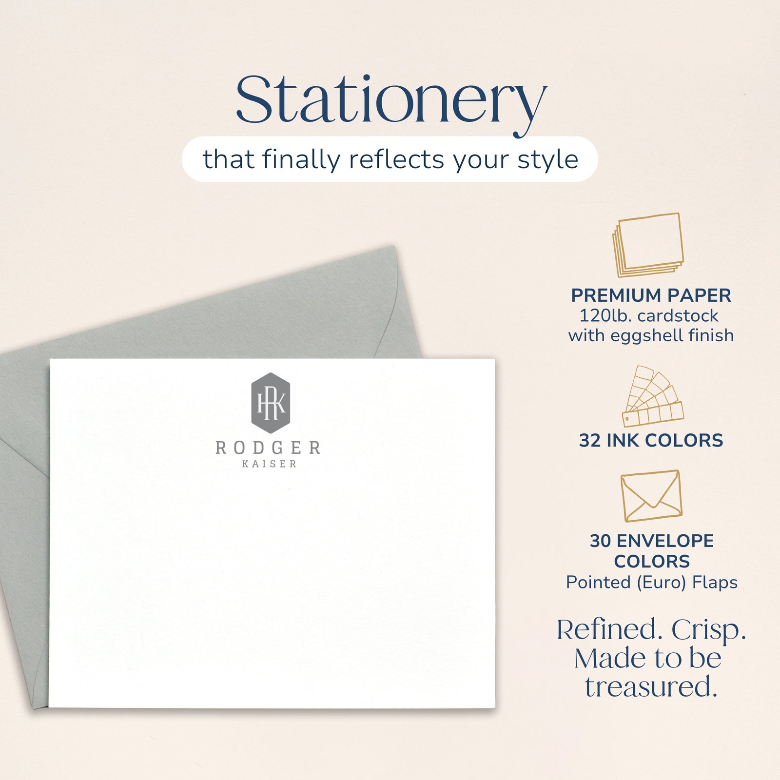 Classic Monogram Crest Stationery for Men