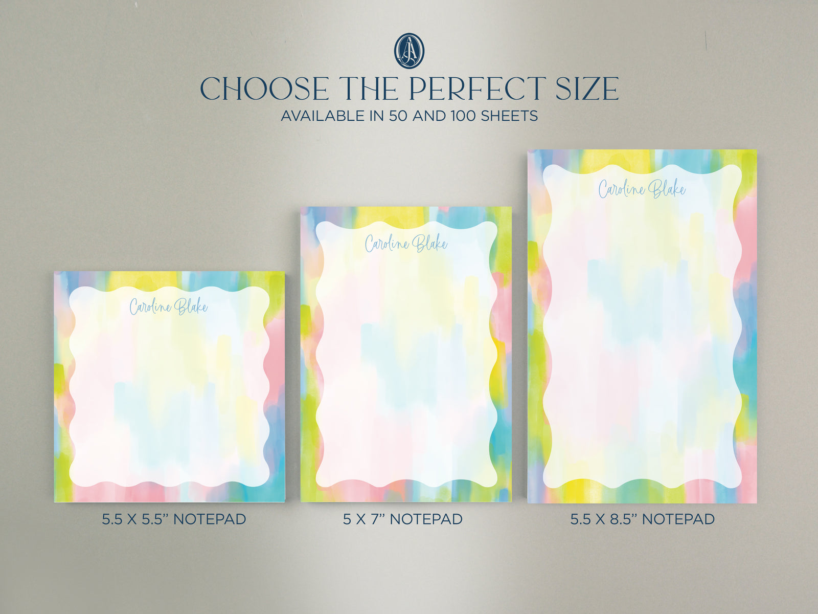 Personalized Colorful Wave Notepad, Notepad Gift