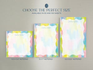 Personalized Colorful Wave Notepad, Notepad Gift