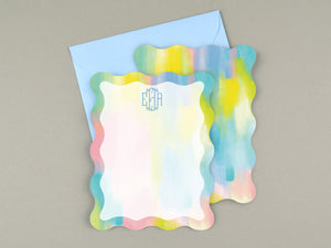 Wavy Colorful Personalized Monogram Stationery