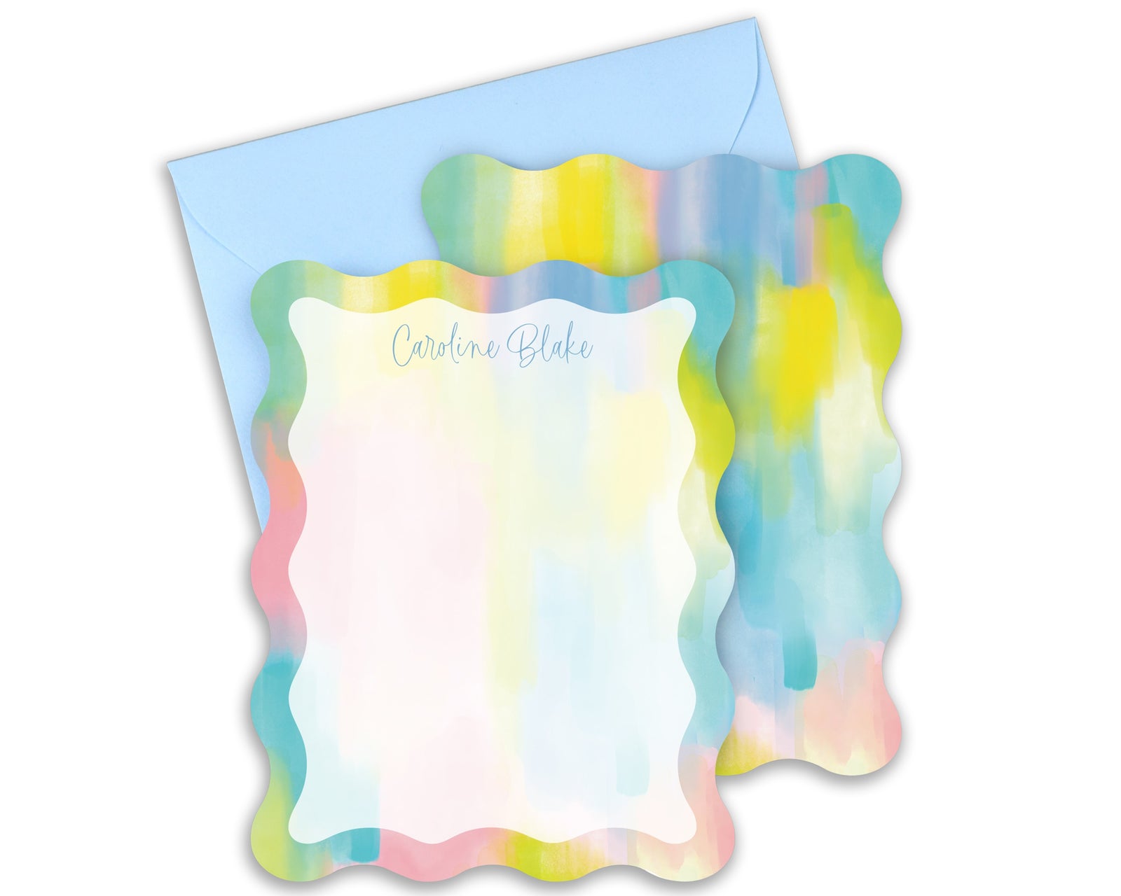 Wavy Colorful Personalized Monogram Stationery