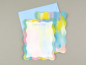 Wavy Colorful Personalized Monogram Stationery