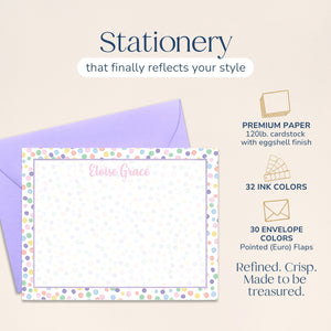 Girls Personalized Rainbow Dot Stationery for Kids