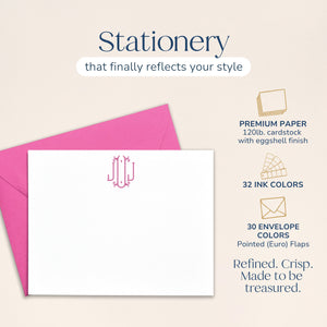 Elegant Monogrammed Note Cards with Envelopes