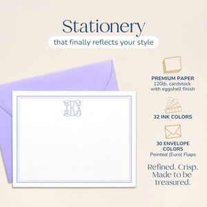 Elegant, Bordered Monogrammed Note Cards
