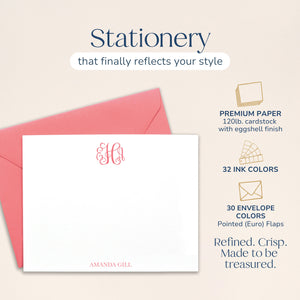 Formal Script Monogrammed Note Cards