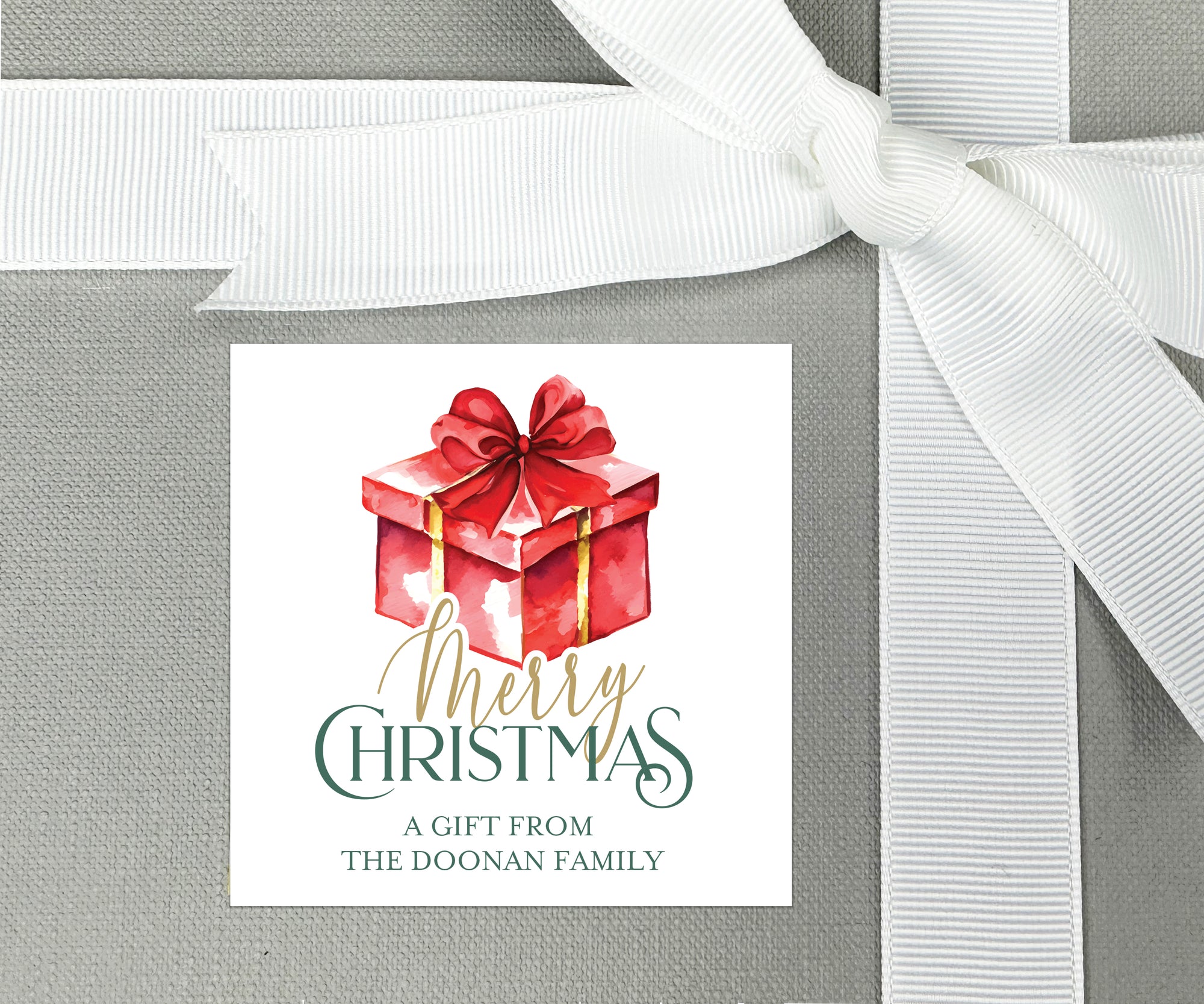 Merry Christmas Present Gift Stickers or Enclosure Cards