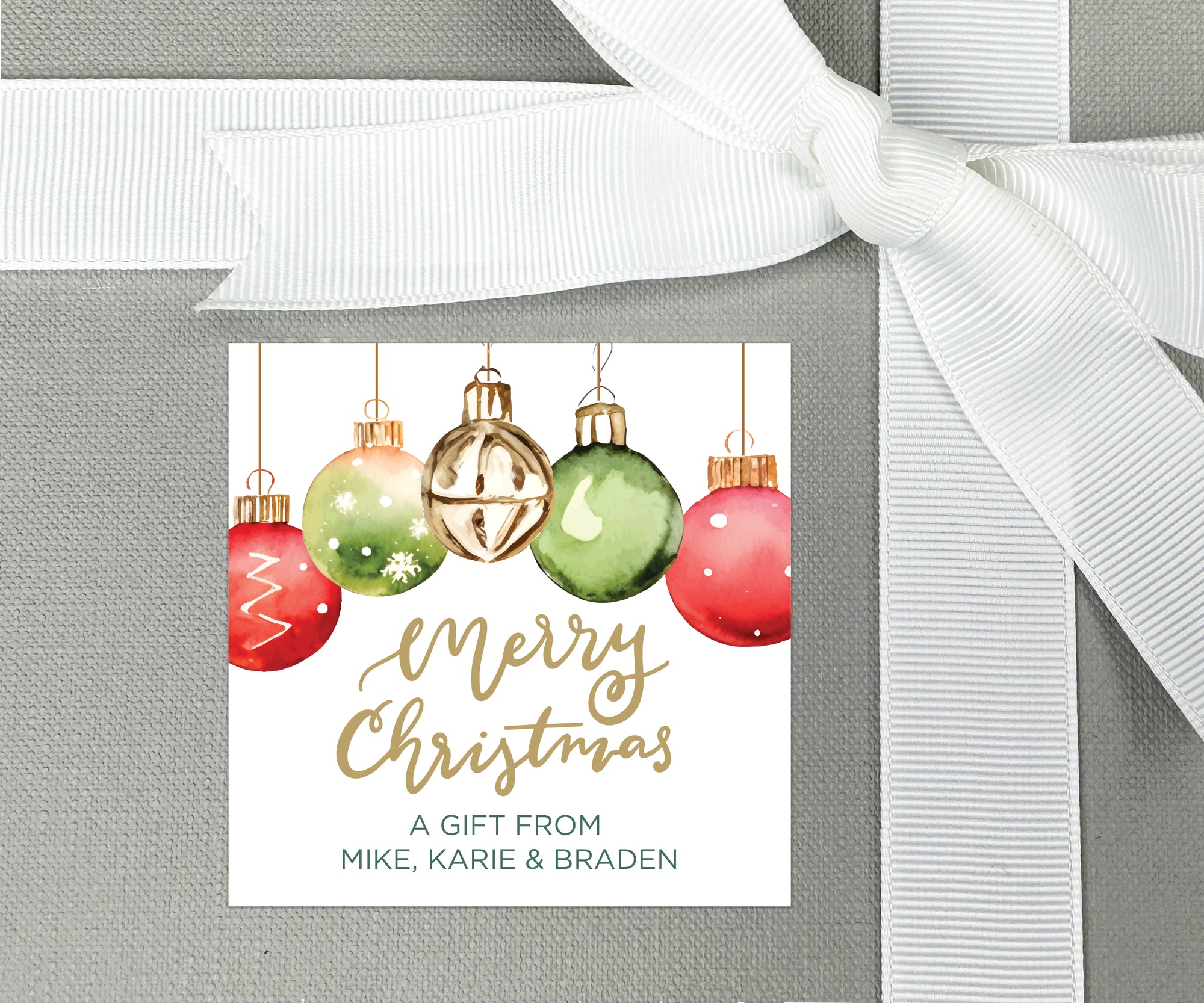 Merry Christmas Ornament Gift Stickers or Enclosure Cards