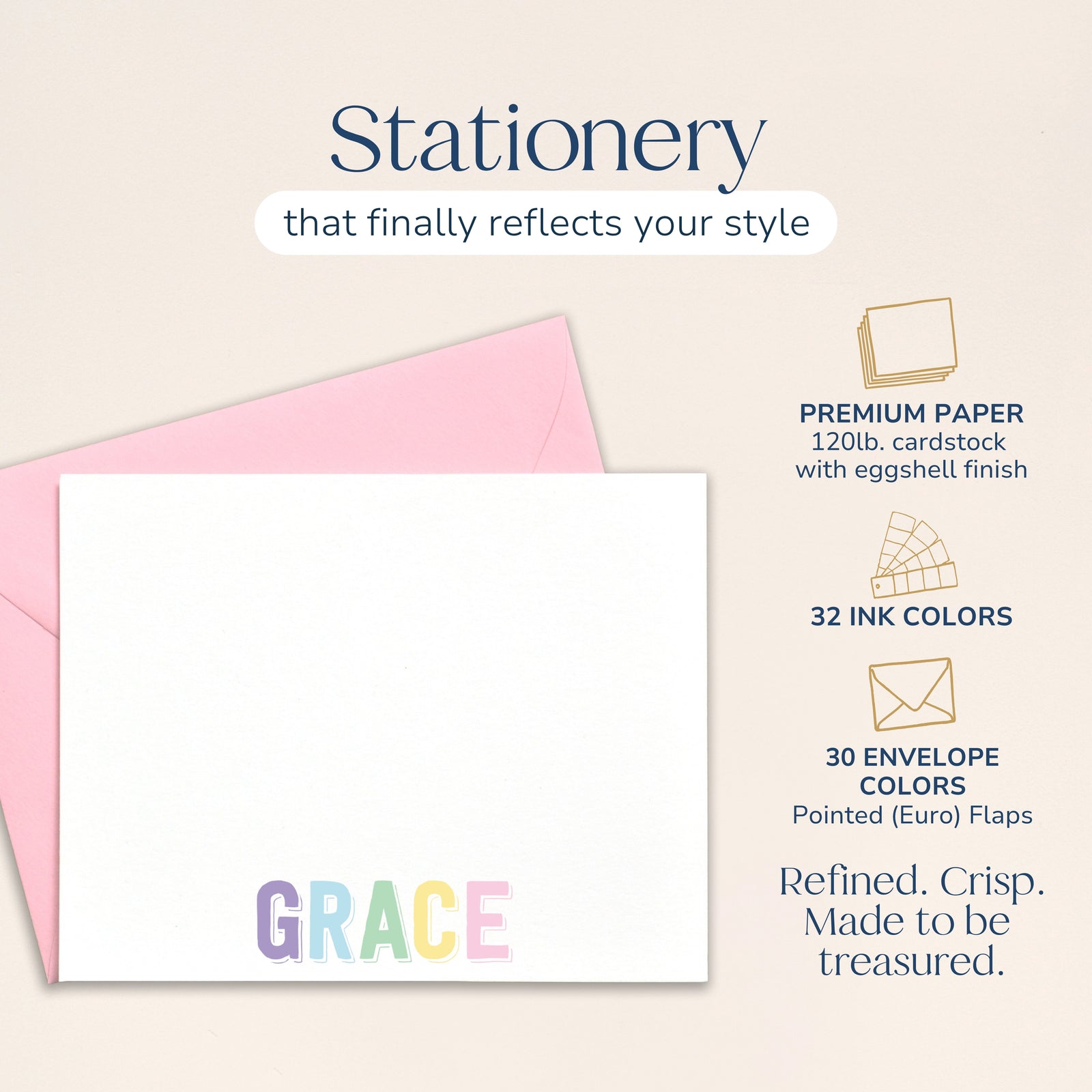 Girls Personalized Rainbow Name Stationery for Kids