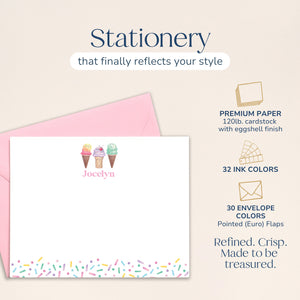 Personalized Ice Cream Notecard for Kids