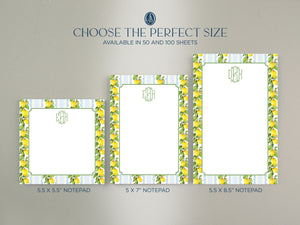 Lemon Blue and Green Striped Notepad