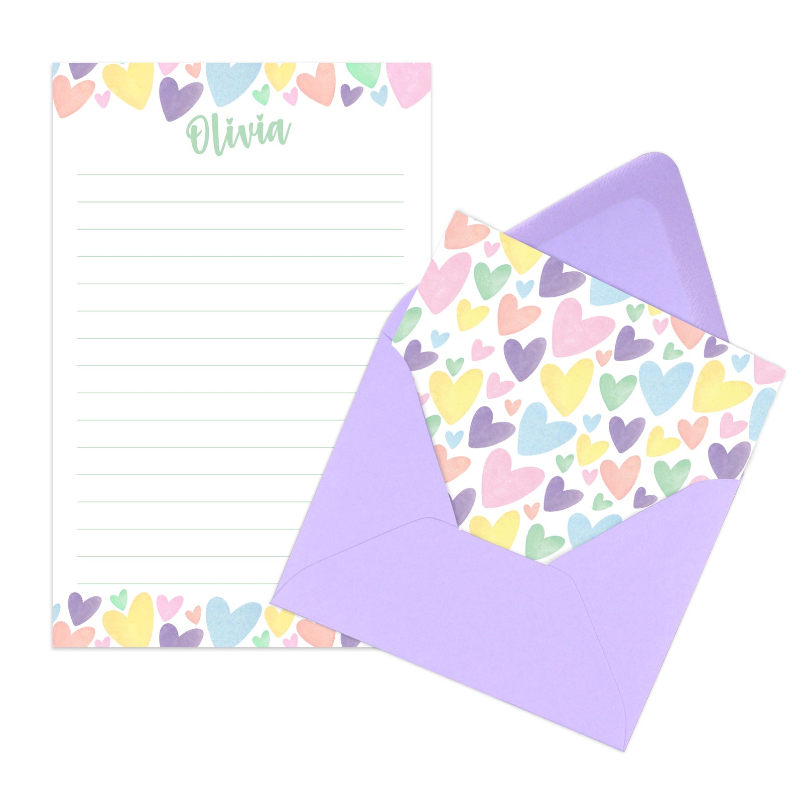Rainbow Heart Letter Writing & Notebook Set