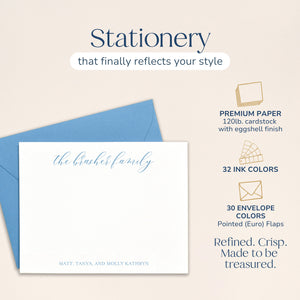 Modern Calligraphy Script Family Note Cards with Envelopes