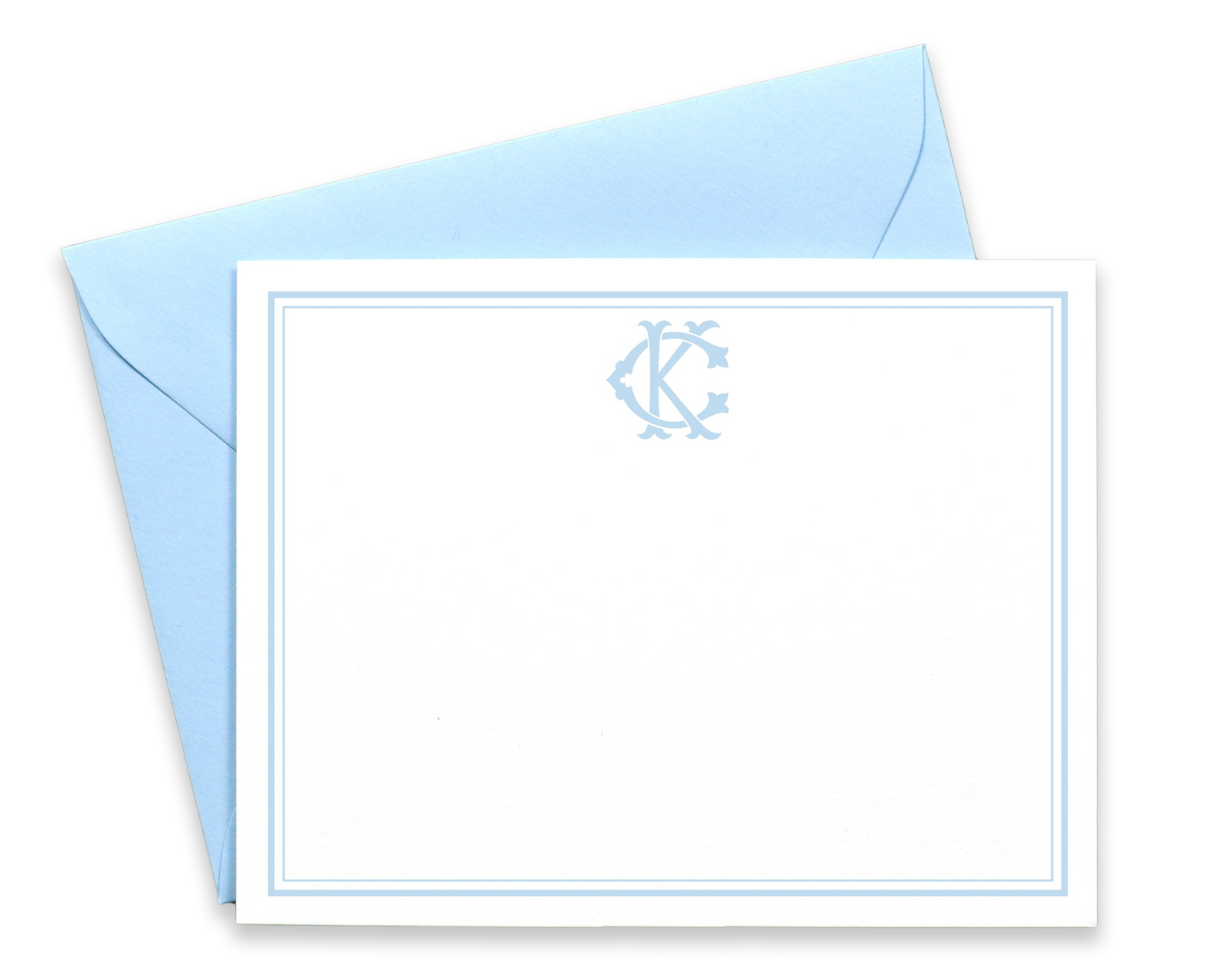 Two Letter Monogrammed Bordered Note Cards