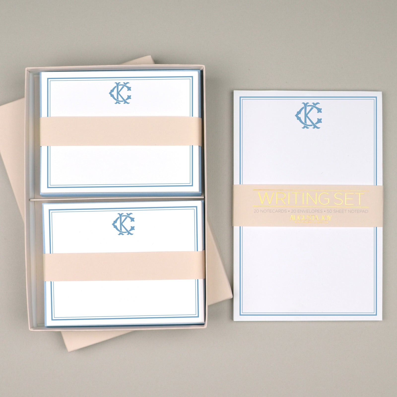 Monogram Notecard Set – Personalized Stationery Gift Set with Notecards, Envelopes & Notepad