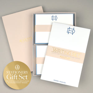 Men's Monogram Notecard and Notepad Stationery Gift Set