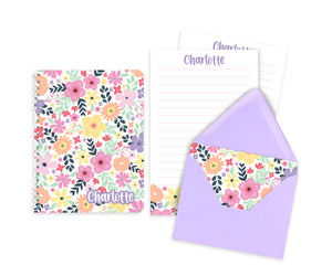 Multi-Color Floral Letter Writing & Notebook Set