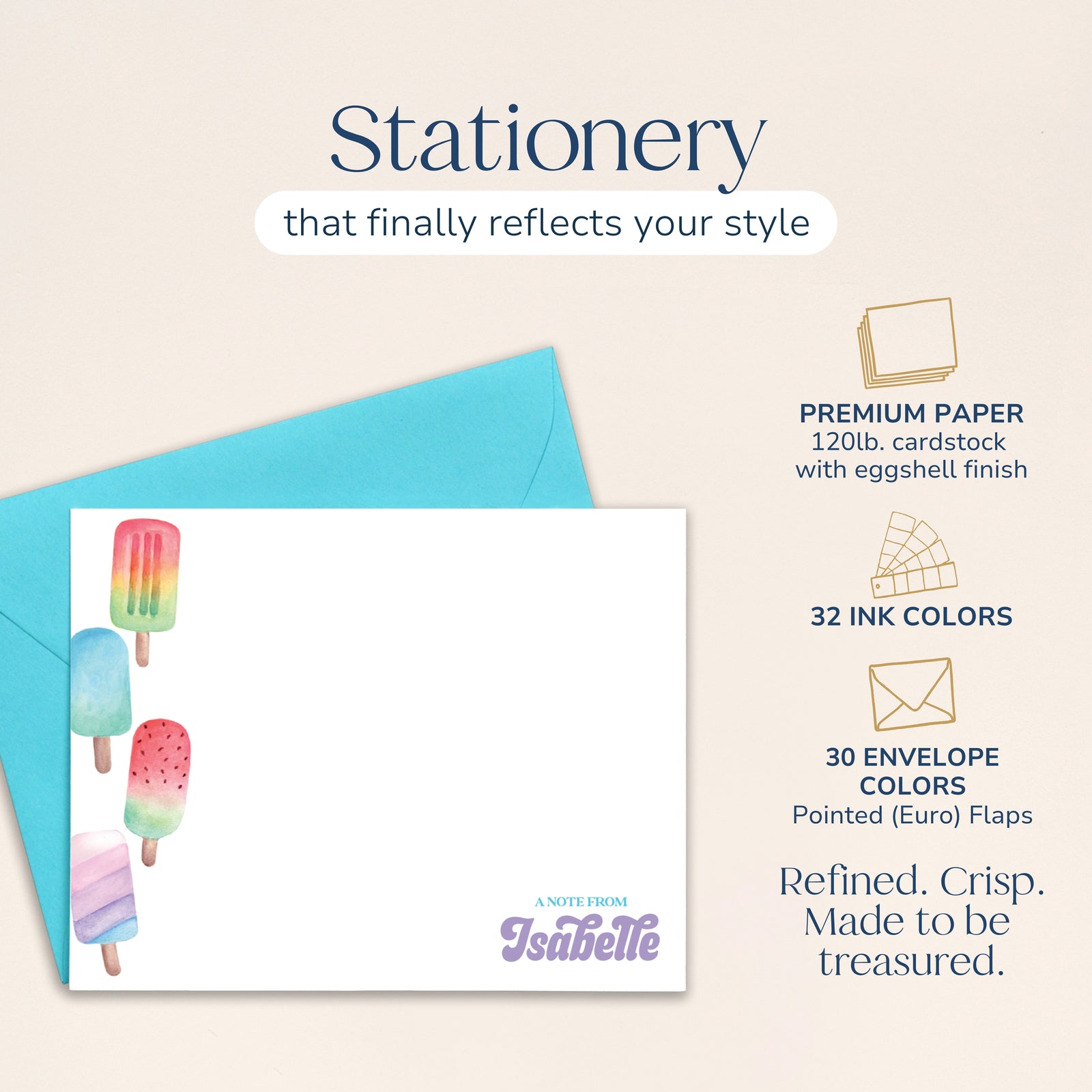 Personalized Popsicle Notecards for Kids