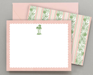 Pink & Green Scallop Palm Tree Notecards