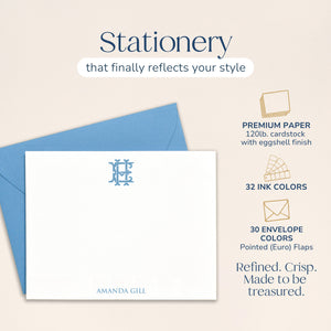 Personalized Monogram Stationery, Initial Note Card Sets