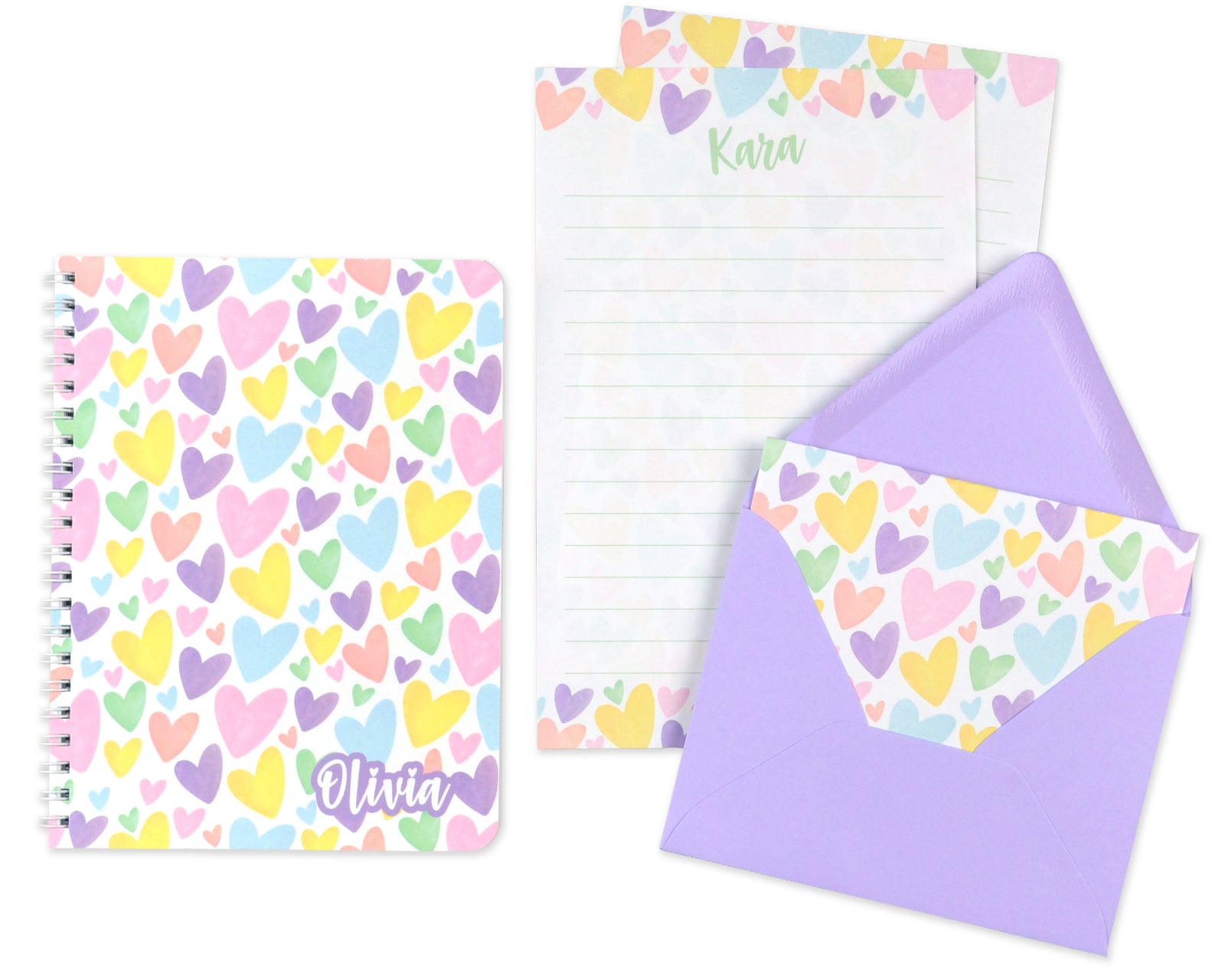 Rainbow Heart Letter Writing & Notebook Set