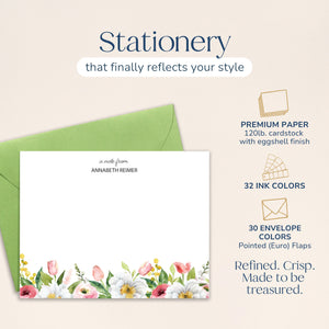 Personalized Spring Watercolor Floral Note Cards