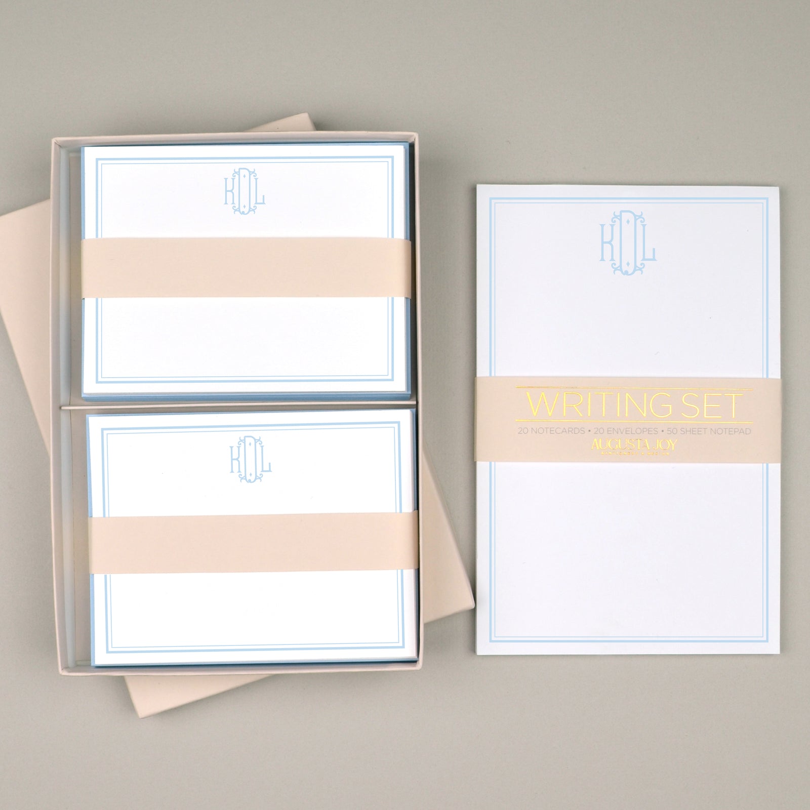 Monogrammed Note Card Set – Vienna Personalized Stationery Gift Box with Envelopes
