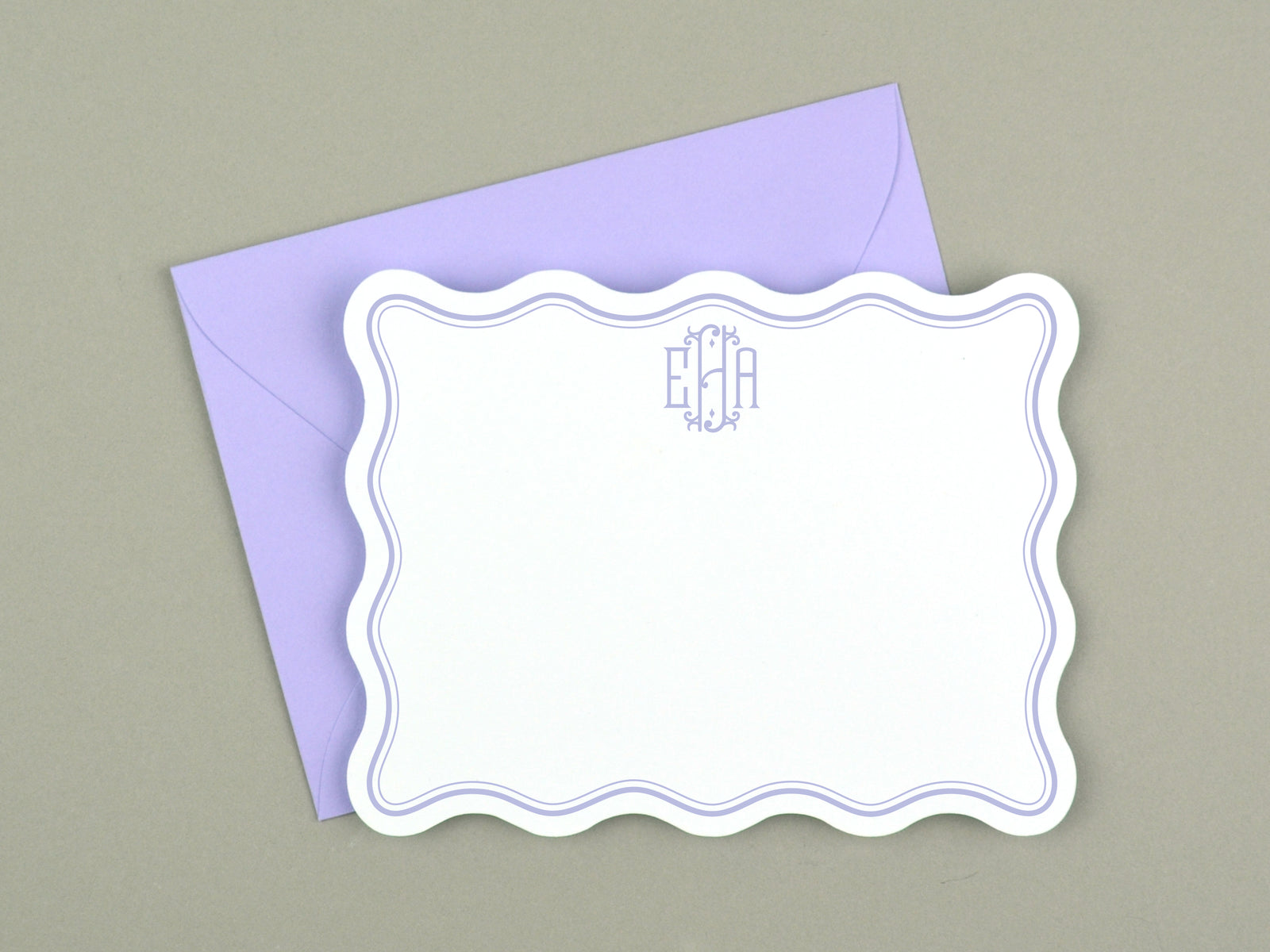 Wavy Vienna Personalized Monogram Stationery