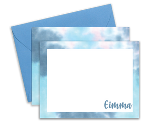 Personalized Blue Tie Dyed Stationery for Kids