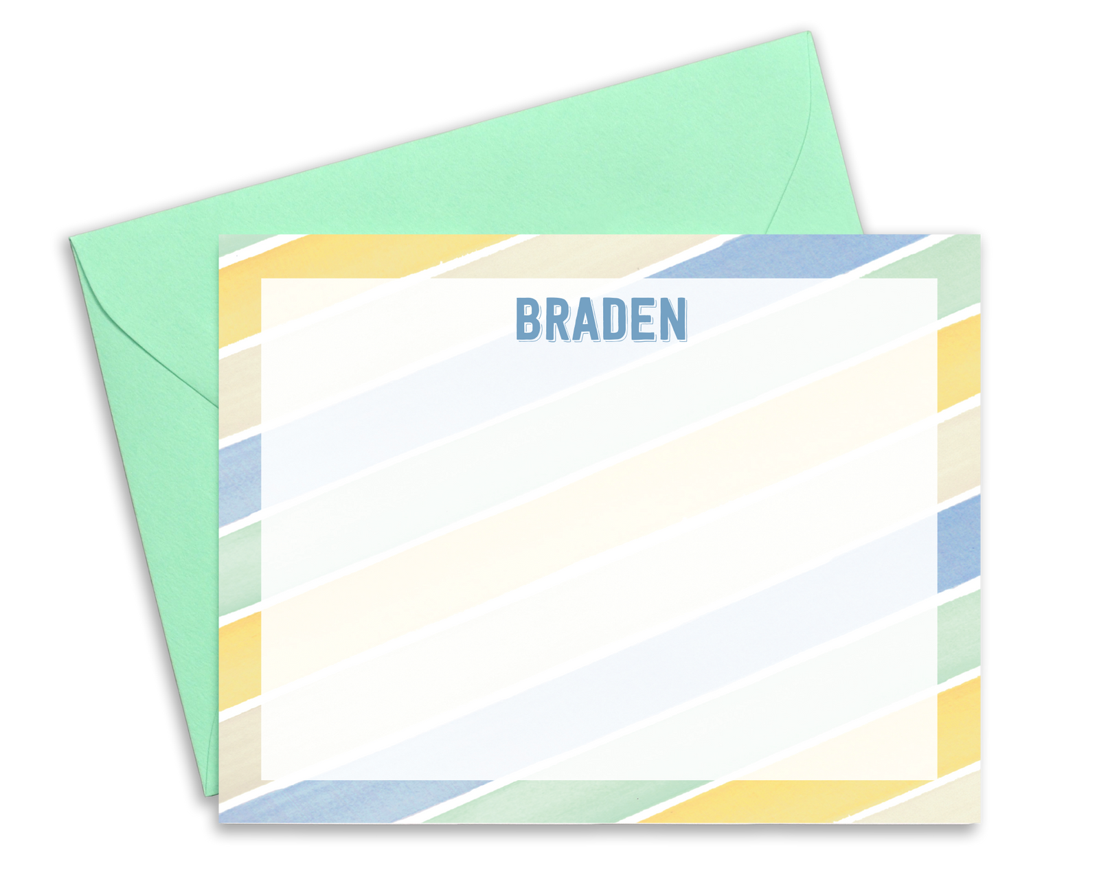 Boys Personalized Rainbow Stripe Stationery for Kids