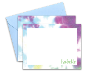 Personalized Purple, Blue & Green Tie Dyed Stationery for Kids