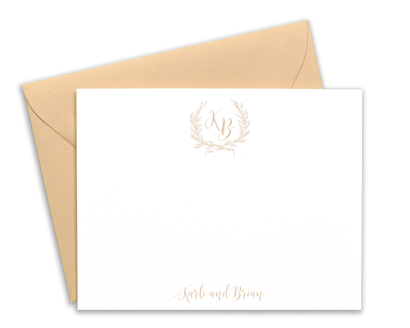 Elegant Laurel Crest Monogram Note Cards