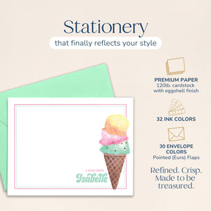 Personalized Ice Cream Cone Stationery for Kids